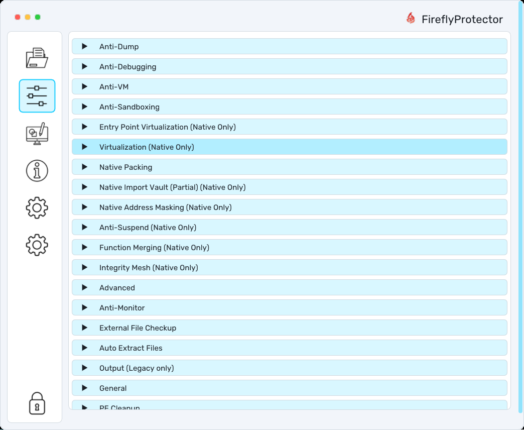 FireflyProtector GUI in light mode